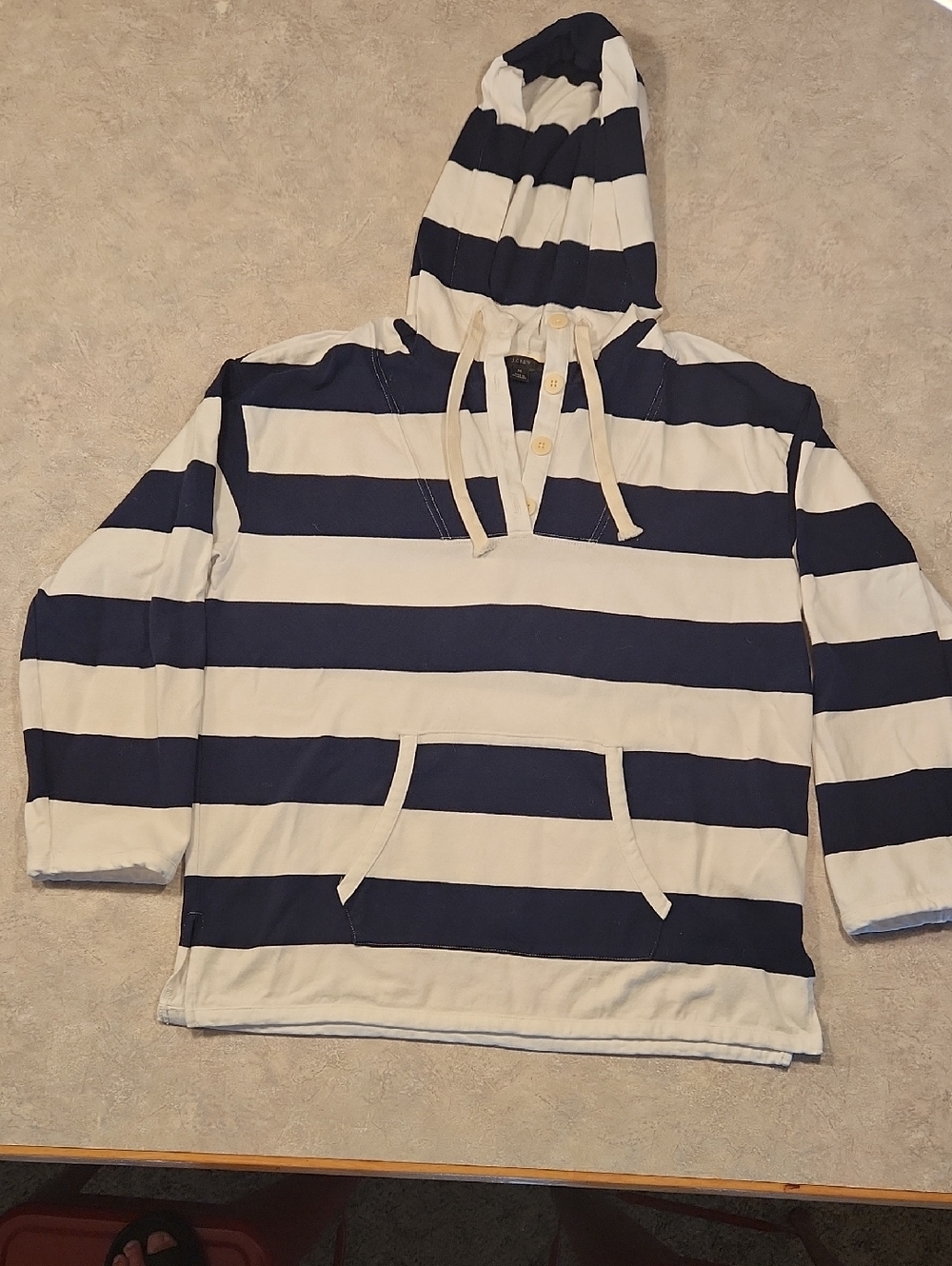 J. Crew Navy and White Striped Hooded Top